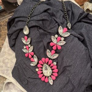 Chic Pink and Silver Gemstone Necklace